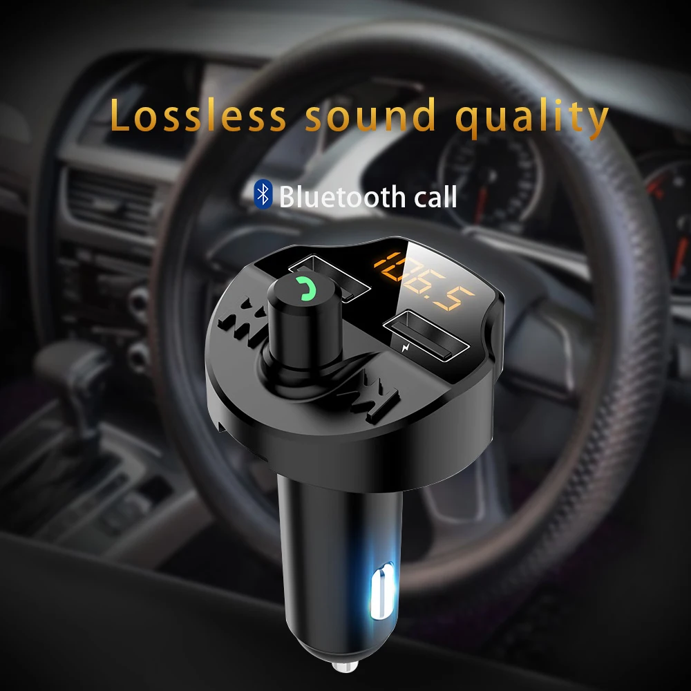 

Hands-free Bluetooth Car MP3 Player FM Transmitter Dual Usb TF Card Auto MP3 Player Fast Charging Modulator Adapter T66
