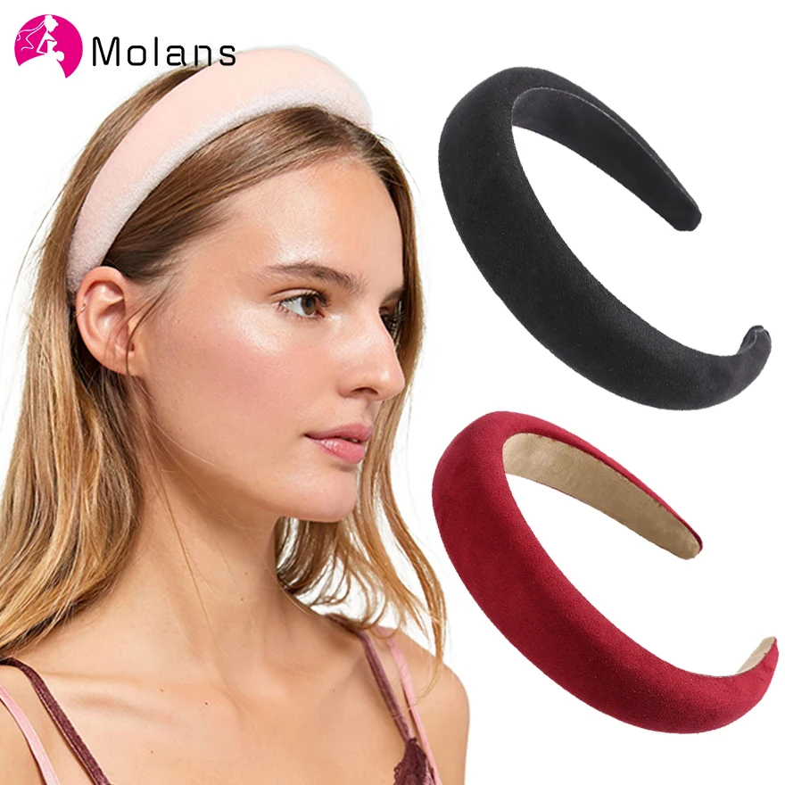 Обручи для волос Molans из мягкой замши однотонные женские обручи