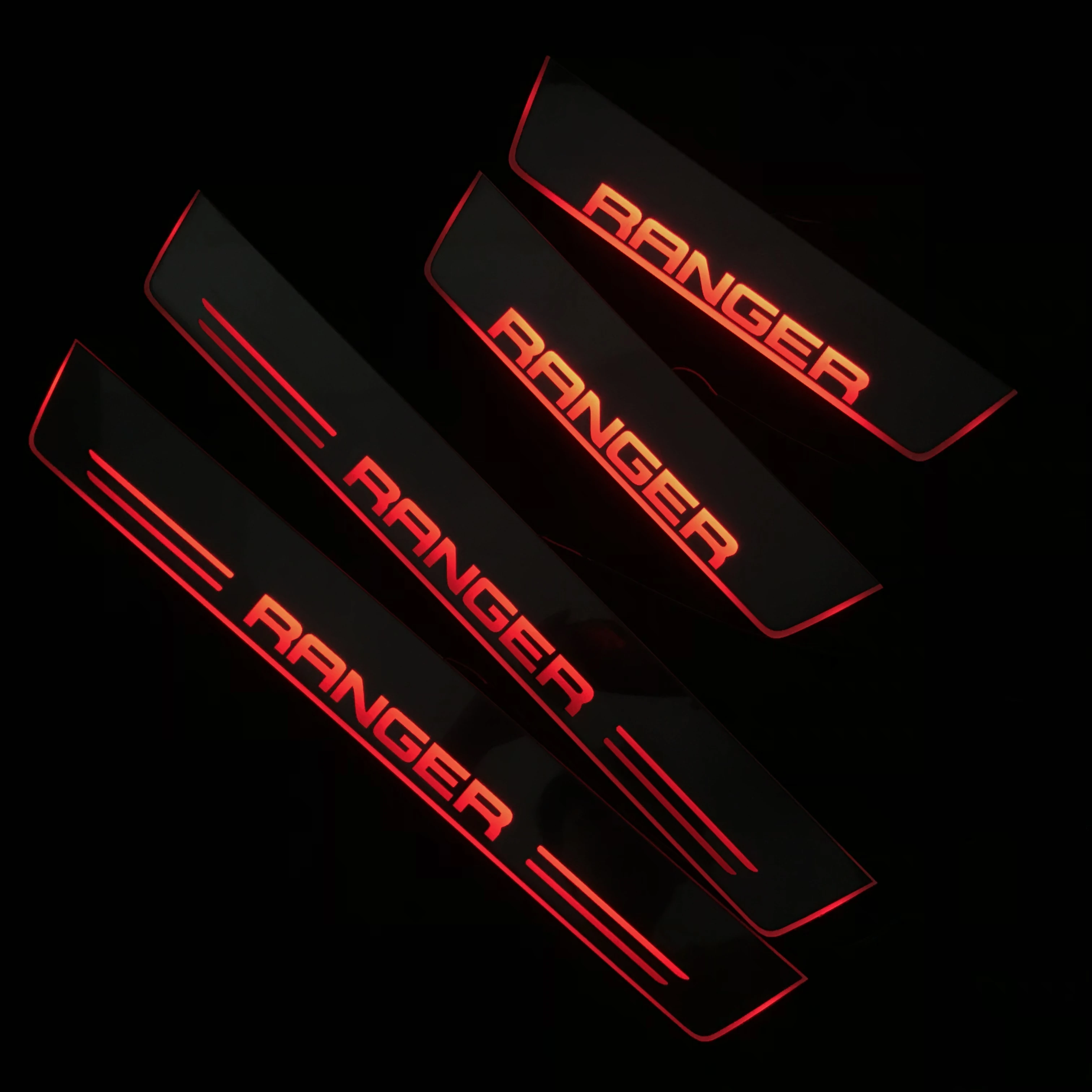 

LYQ 4PCS acrylic mobile LED welcome scooter wear plate door sill frame path light for Ford RANGER dedicated Flow/fixed light