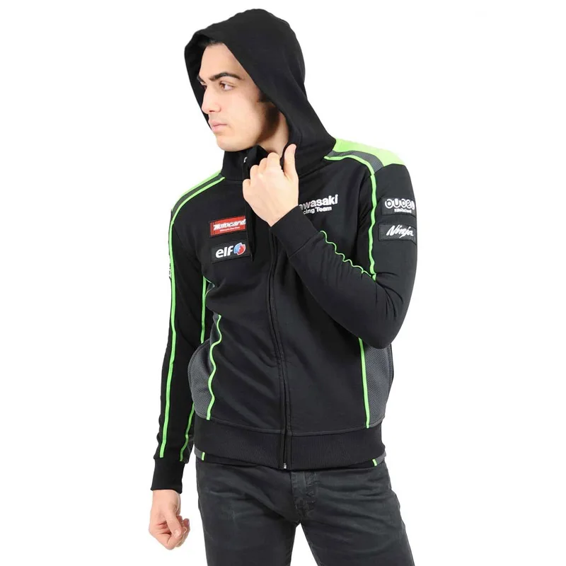 

2020 mens motorcycle kawasaki hoodie racing moto riding hoody clothing jacket men jackets cross Zip jersey sweatshirts Windproof