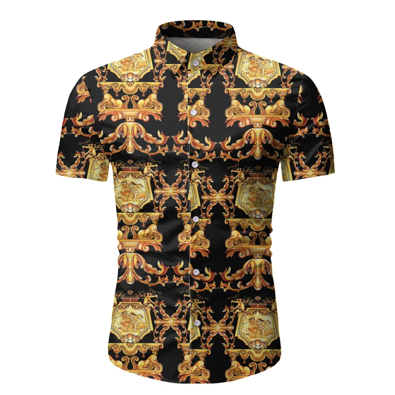 Роскошная Новинка 2020 мужские Гавайские рубашки с коротким рукавом Мужская