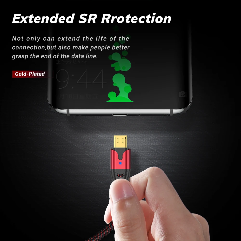 Кабель Micro USB TOPK со светодиодной подсветкой для быстрой зарядки Xiaomi Redmi Note 5 Pro