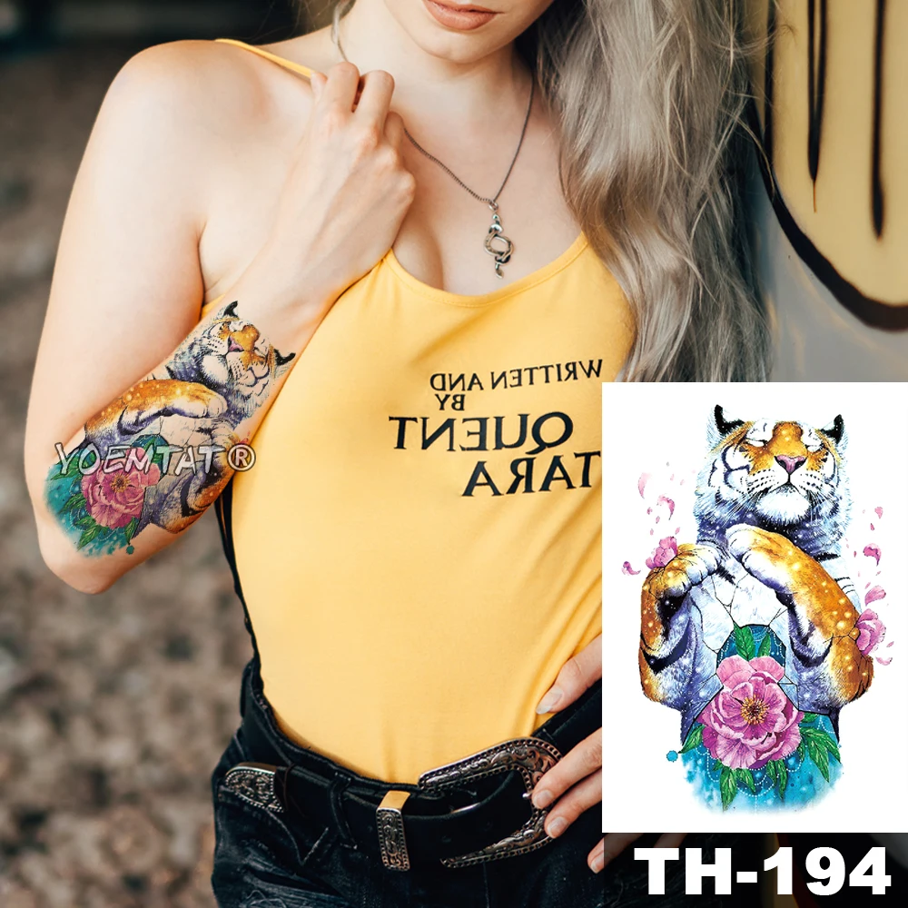 

Waterproof Temporary Tattoo Sticker Realistic Tiger Pattern Water Transfer Wild Man Body Art Flash Fake Tatoo