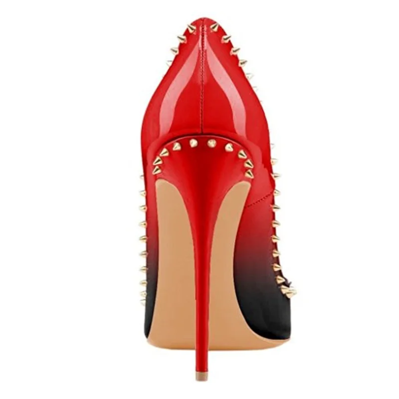 Туфли лодочки на высоком каблуке 12 см с золотыми шипами|Женские туфли| |