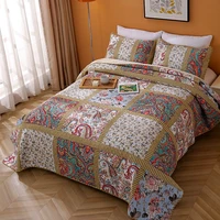 patchwork cotton quilt set 3 piece bedspread on the bed double blanket king queen size summer quilted coverlet chausub