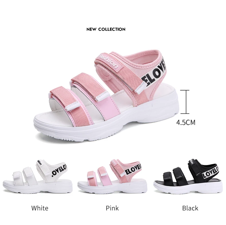 

Women Summer Sandals 2021 Hook&Loop White Platform Sandals Comfortable Feamle Thick Sole Beach Shoes Gladiator Sandals Women
