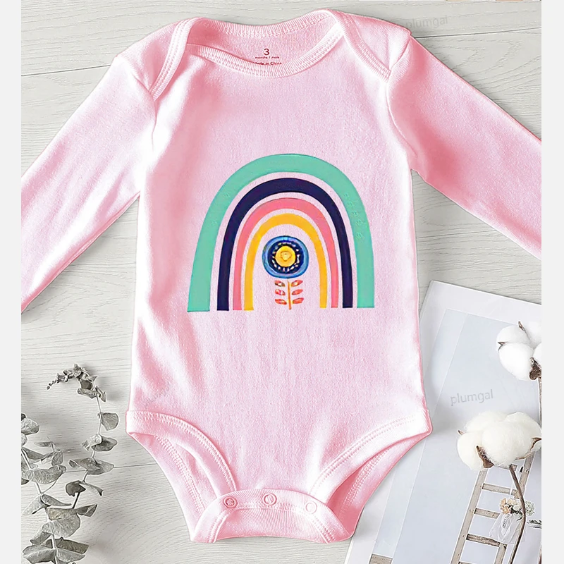 Зимняя одежда для новорожденных Одежда Костюм радуги Цельный Детский комбинезон