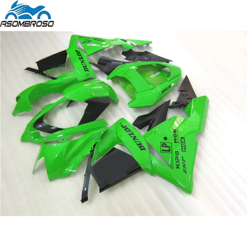 

Hot Sale Motorcycle Bodyparts for Kawasaki Ninja ZX10R fairing kit 2004-2005 green black fairing set zx10r 04 05 GU38
