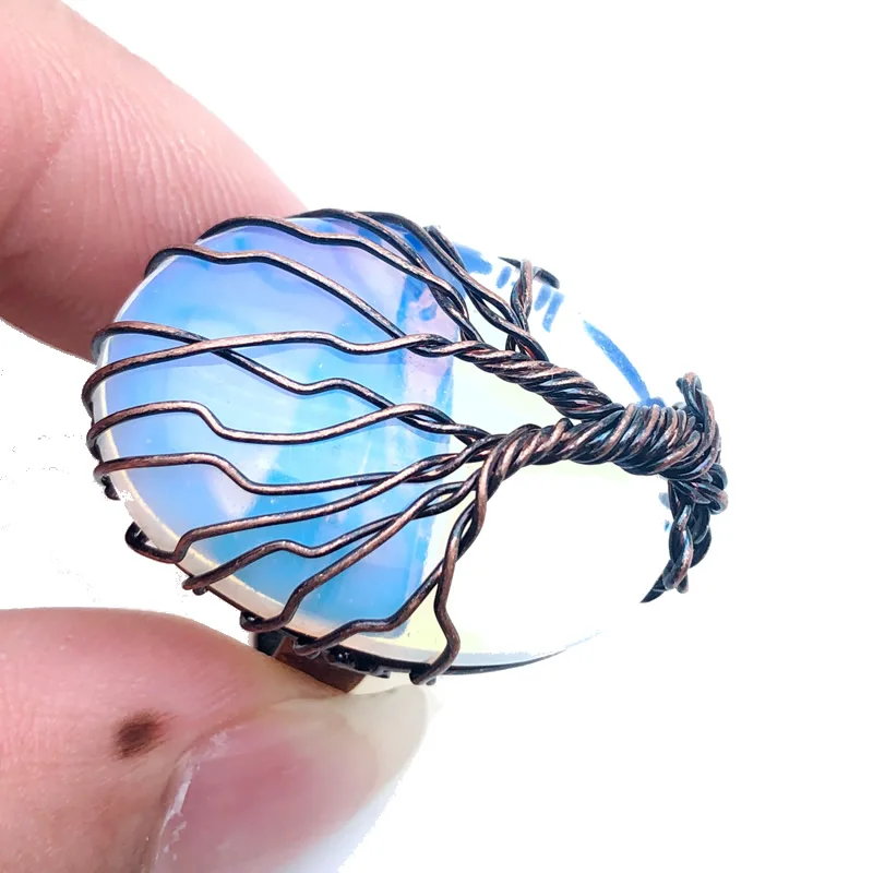 Кольцо с тигровым глазом кристаллом овальной формы смешанный кристалл медная