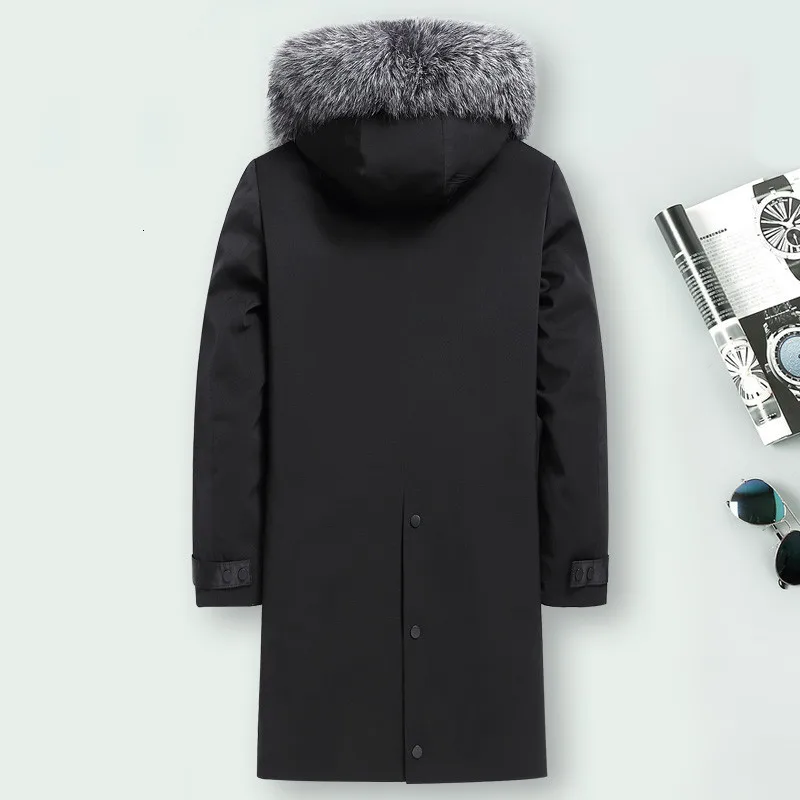 Натуральный мех пальто для мужчин норки на подкладке Лисий меховой воротник