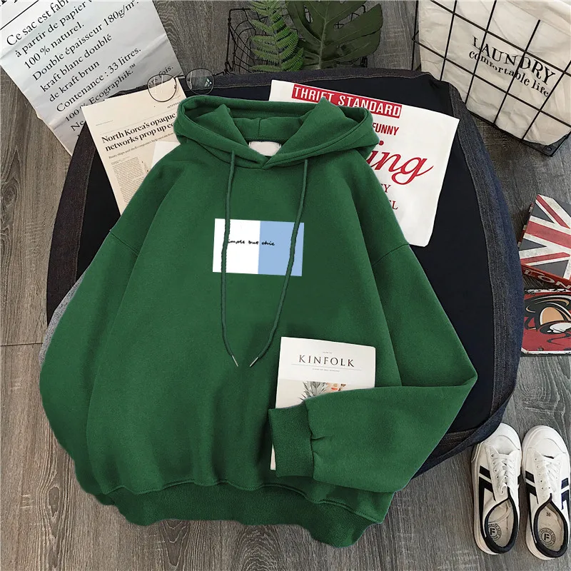 

ZOGAA Hoodie Winter Women Hoody Sweatshirt Print Letters Harajuku Fleece Lady Pullover Casual Loose Long Sleeves Tops Female