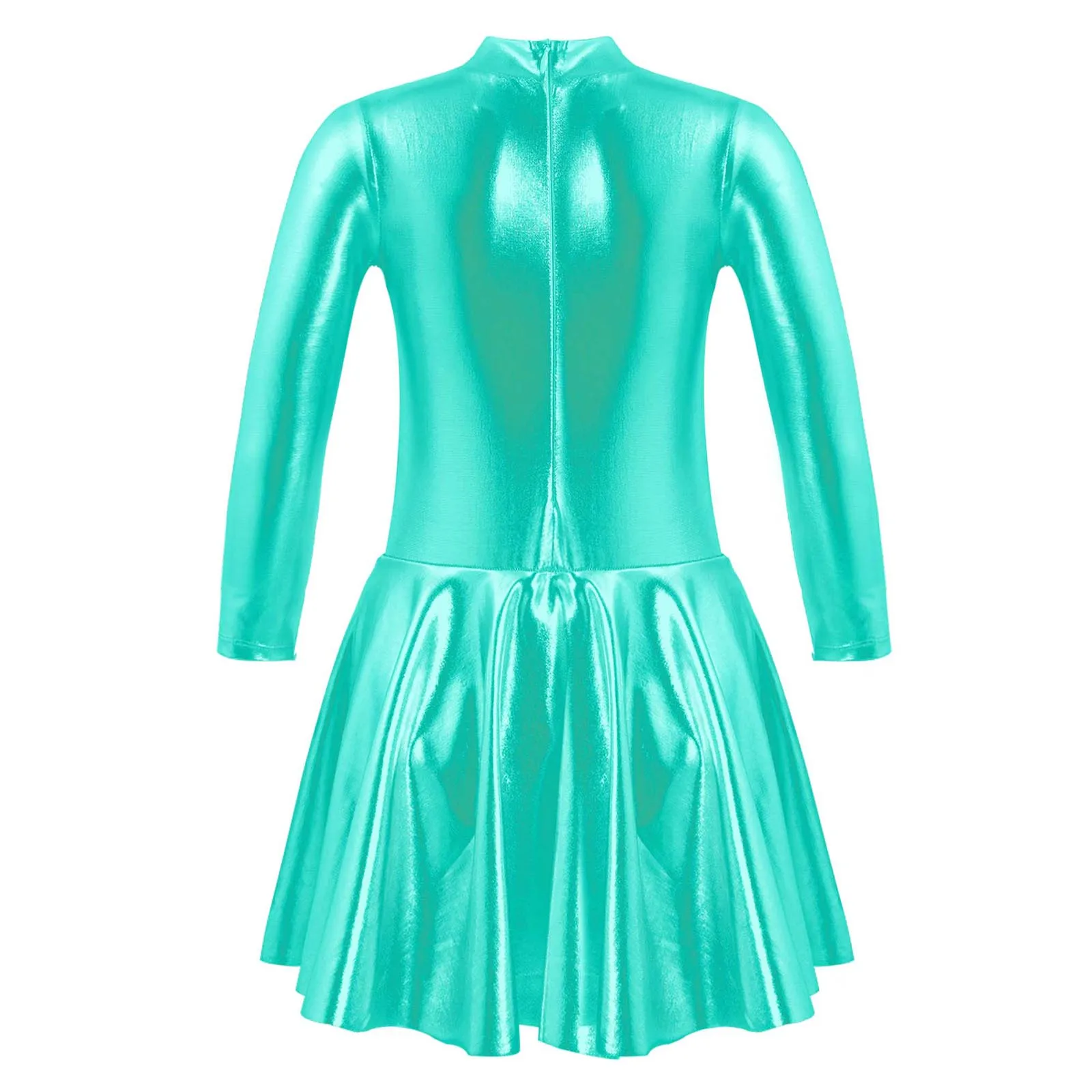 Детское платье на молнии для девочек с длинным рукавом и круглым вырезом |