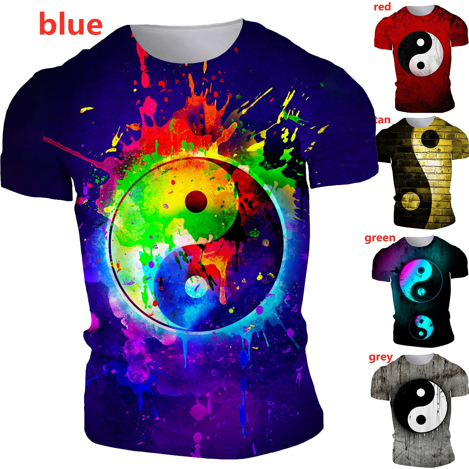 

Tai Chi Yin & Yang Pattern 3d Printed T Shirt Novelty Personality Funny Short Sleeve Tee