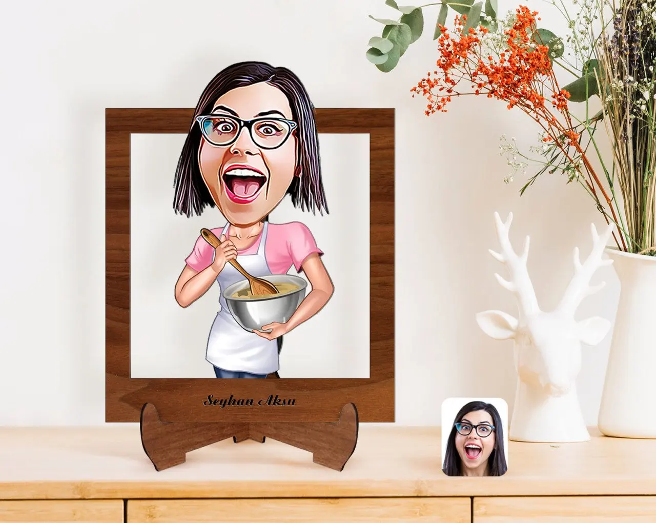 

Персонализированные день матери тематические жена мать карикатура деревянная стойка 3D Biblo-3