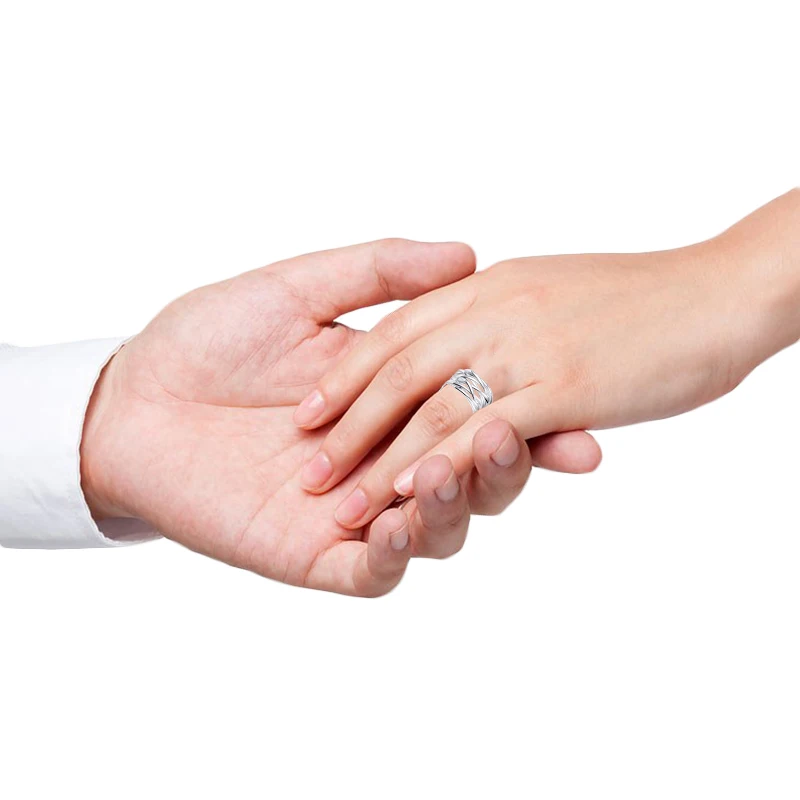 Удобные блестящие плетеные Открытые Кольца для женщин с посеребренным покрытием