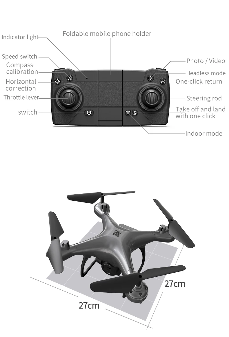 Мини-Квадрокоптер с дистанционным управлением Wi-Fi FPV GPS 4K камера HD 50x Zoom видео