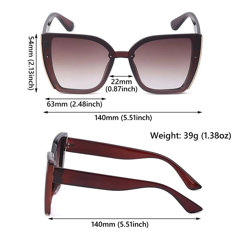 1 шт. Женские квадратные солнцезащитные очки кошачий глаз большого размера