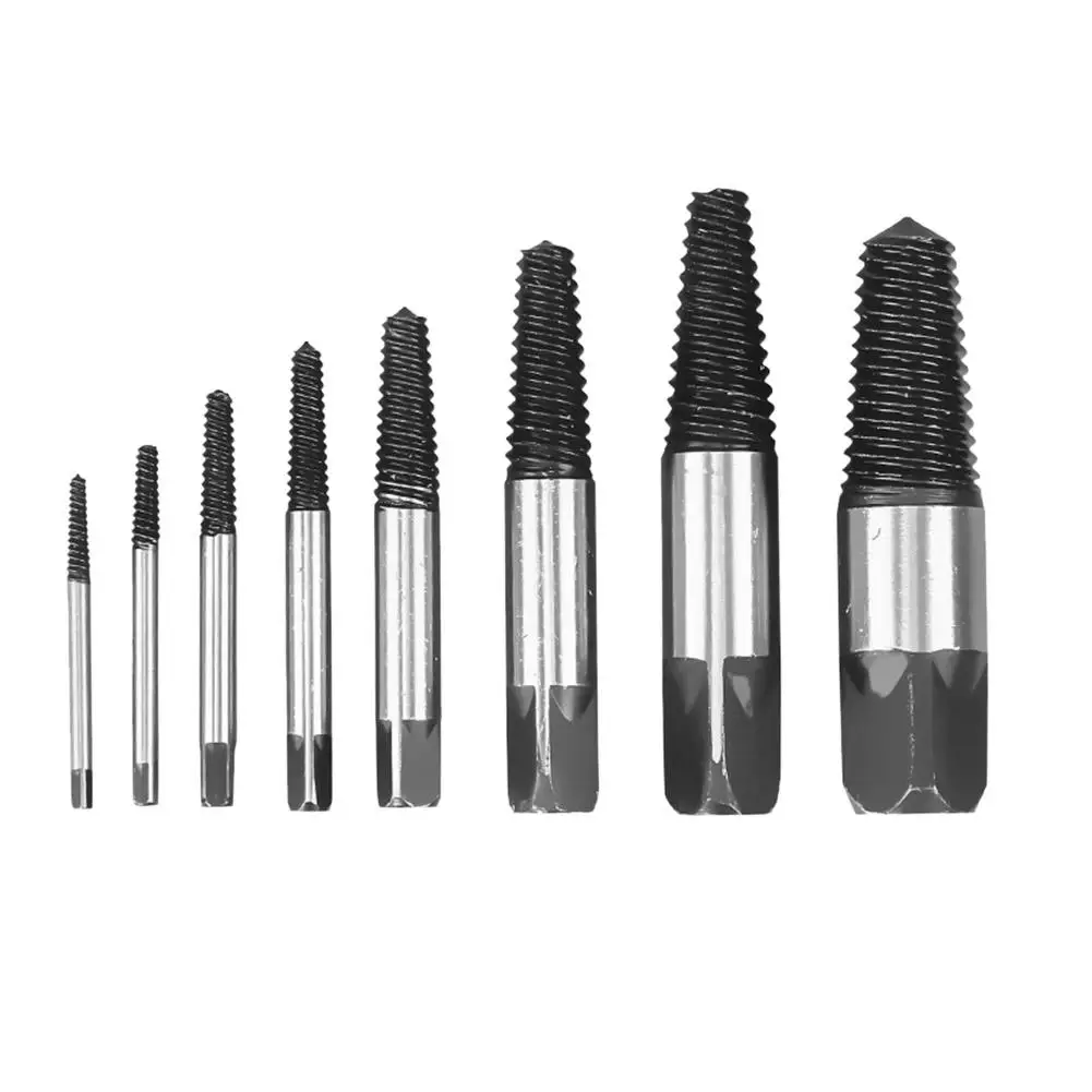 

8pcs Durable Damaged Faucet Triangle Valve Bolt Screw Stud Extractor Drill Bits Broken Water Pipe Bolt Stripped Remover