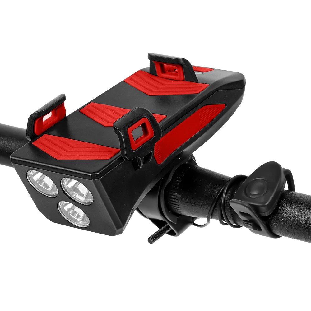 Multifunction 4 IN 1 Bike Light 400 Lumens Flashlight Horn Phone Holder Power Bank Bicycle Front | Спорт и развлечения