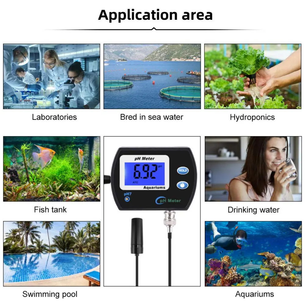 

PH Tester Water Digital Temperature PH Meter Aquarium Accurate Measure Analyzer For Pool Seawater Horticultural Water Quality