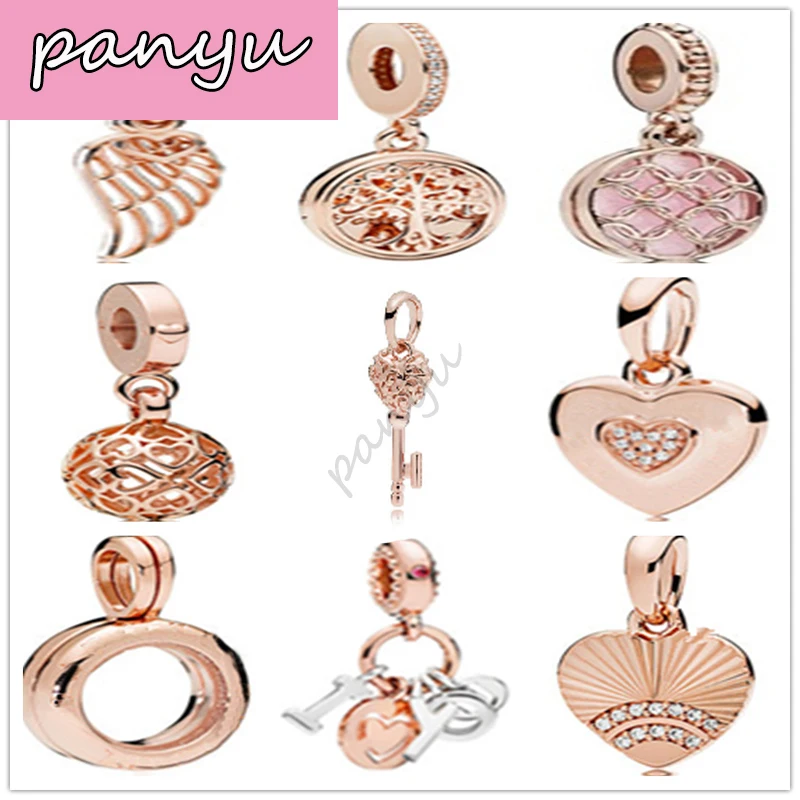 Pandoras Подвески Серебро 925 розовое золото в форме сердца ювелирные изделия для Pandoras браслет и браслет бусины Подвески Украшения