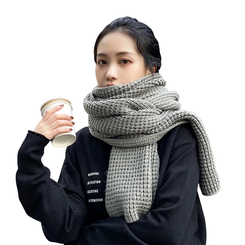

Women's autumn and winter long warm scarf, Japanese all-match pure color wool scarf, casual knitted scarf