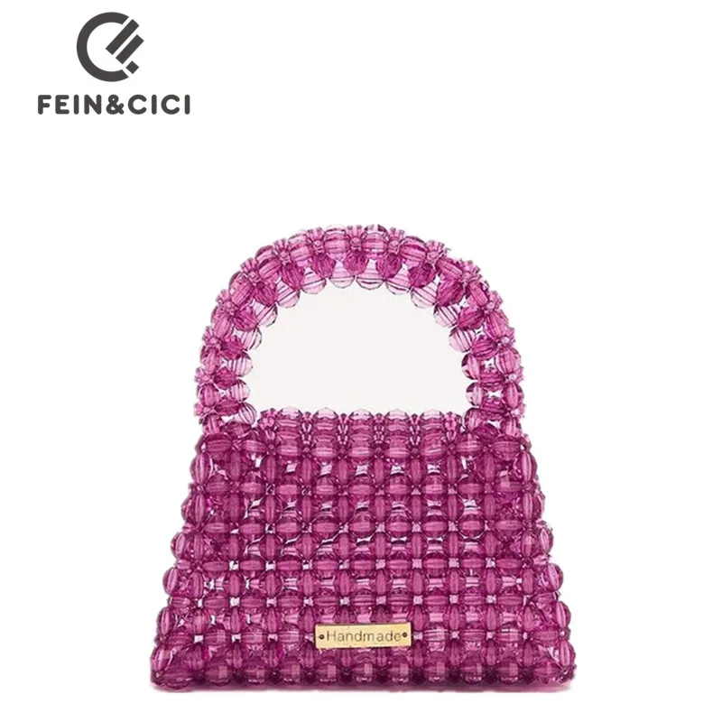 

Сумка с бусинами, жемчужная сумка, дизайнерская брендовая прозрачная сумка акриловый кристаллический камень, женская сумка из бусин, мален...