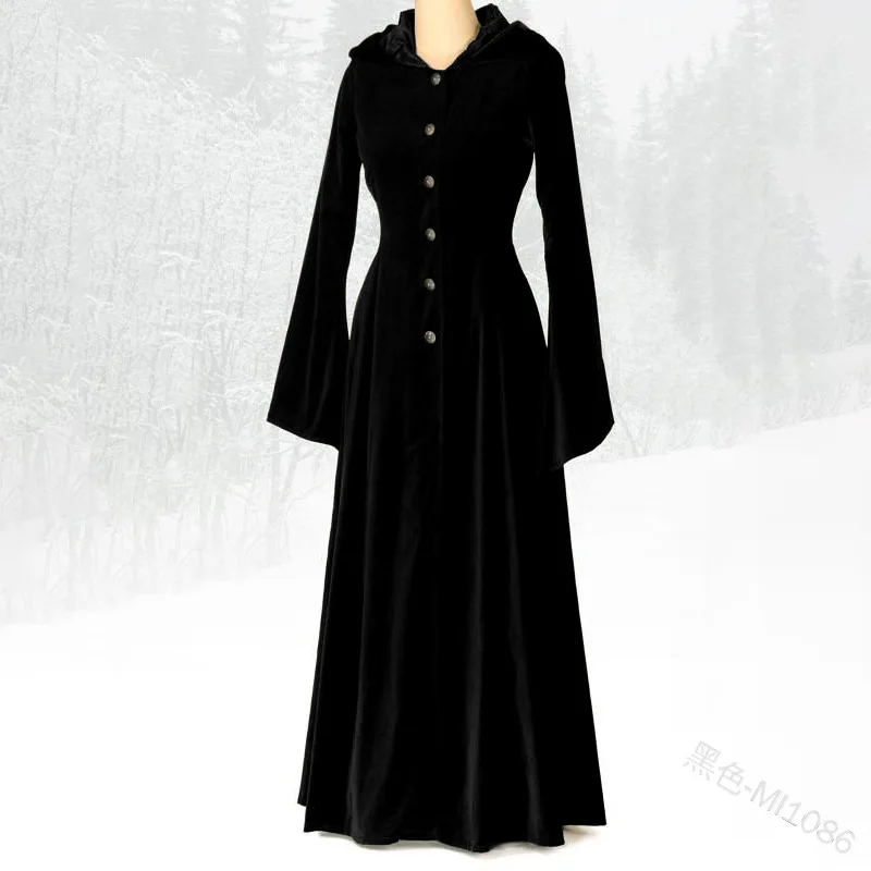 Винтаж вечерние платья с длинным рукавом капюшоном средневековое Для женщин