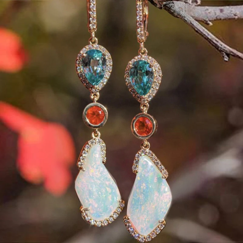 Earring M316 Большие круглые серьги с лунным камнем для женщин, эффектные свадебные украшения, новые модные Кристальные висячие серьги с подвеской Z5M043 - Окраска металла: Earring M316
