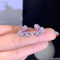 kjjeaxcmy fine jewelry 925 sterling silver inlaid natural pink sapphire female earrings ear studs classic support detection