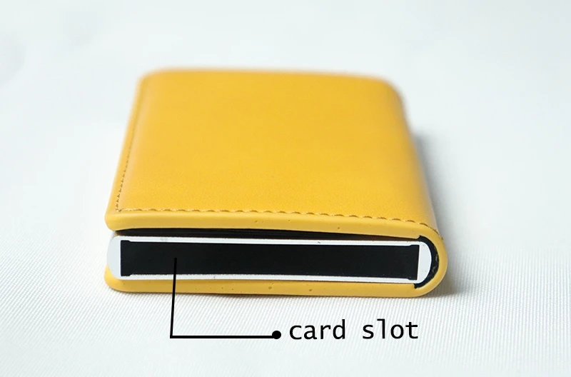 RFID Blocking Credit Card Holder Genuine Leather Men ID Card holder Mini Wallet Vintage Metal Automatic Anti-theft Card Wallet