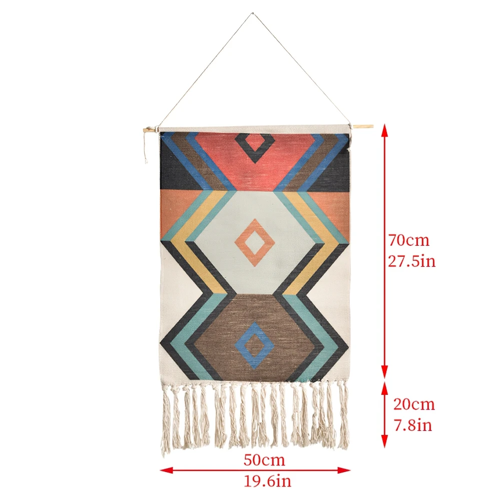 

Tapestry Bohemian Cotton Linen Tapestry with Tassel Handmade Nodic Style Home Decor Geometric Wall Door Decor Hanging Tapestry