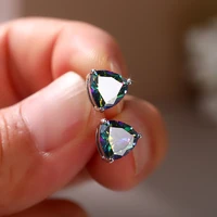 triangle mini smart stud earrings for women colorful cubic zircon charms ornaments jewelry christmas gift elegant accessories