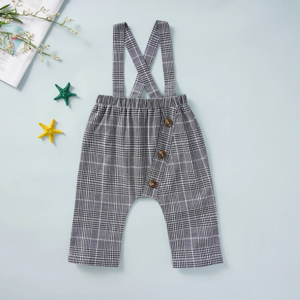 fashion Baby Boy Clothing Set autumn style Newborn Gentleman long sleeve romper lattice Bib pants suits new |