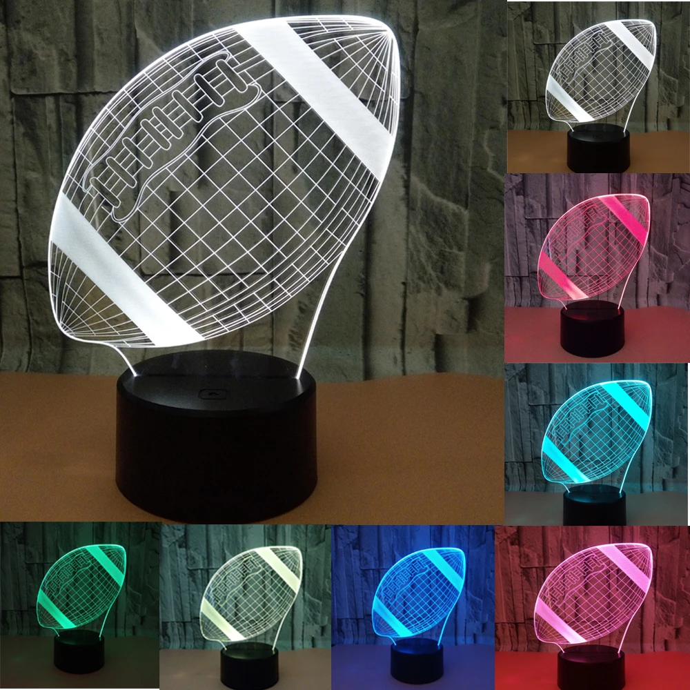 3D ночник в виде футбольного мяча иллюзия Лампа для мальчиков 7 меняющихся цветов