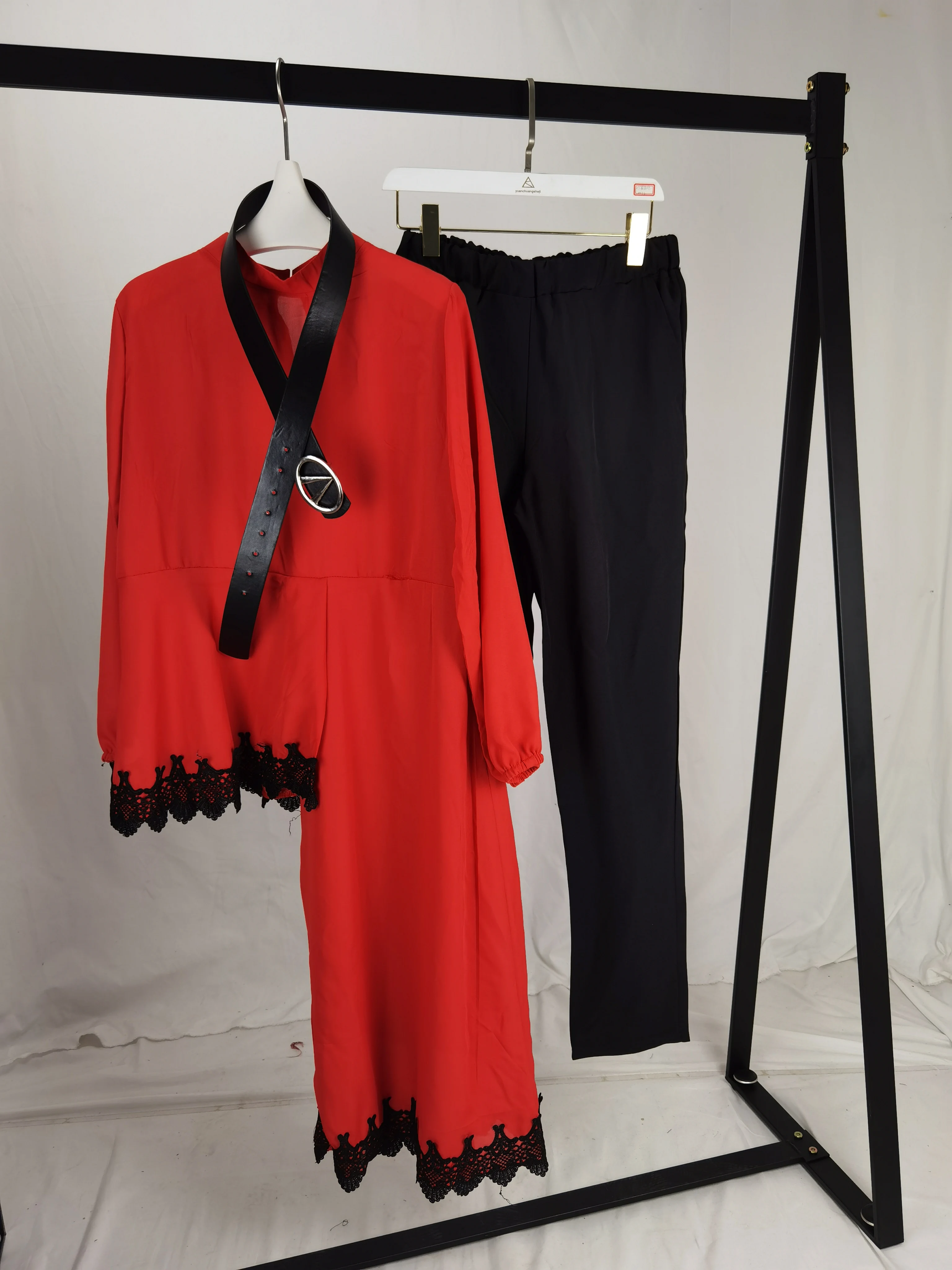 Африканский новый модный Кружевной Костюм с высоким воротником (платье и брюки