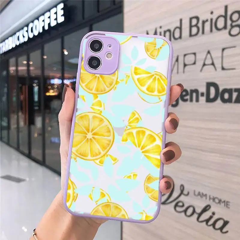 

lemon summer fruit art pattern luxury Phone Cases shell matte transparent For iphone 7 8 11 12 plus mini x xs xr pro max cover