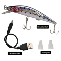 electronic artificial bait usb charging rechargeable led t fish vibrate winter ice fishing fake lure triple hook fishing baits