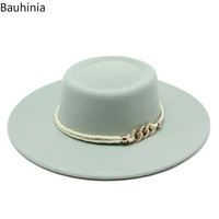 8 5cm wide brim felt fedora hat women men wool derby top hats gentleman elegant lady panama jazz hat formal wedding hat