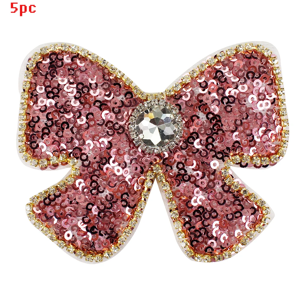 1550pink 5pc Ручной гвоздь шарик бант нашивка на галстук платье сочетание колледжа Ветер нашивка с бантом жемчуг аппликация полоса Галстук Узел Брошь Женский 1 шт - Цвет: 1550pink 5pc