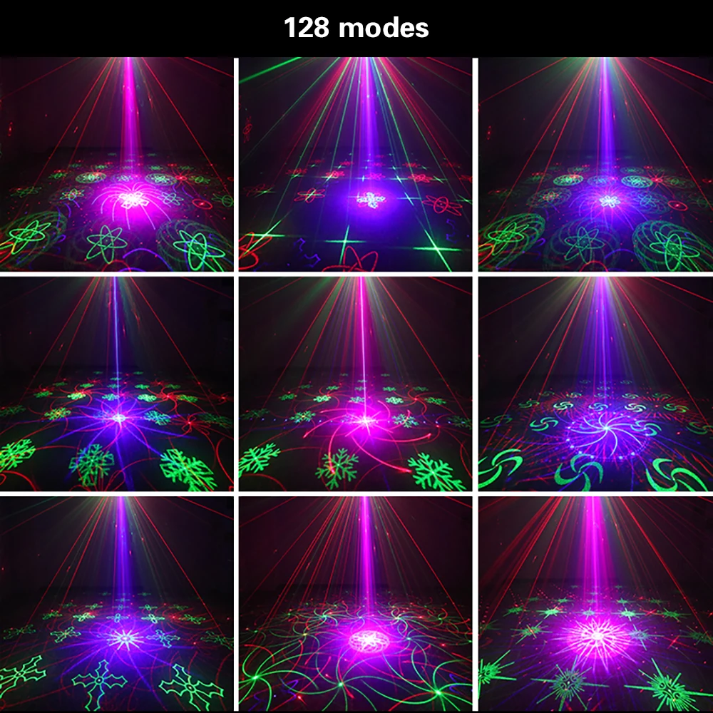 Лазерный прожектор RGB DJ с дистанционным управлением 128 узоров сценисветильник