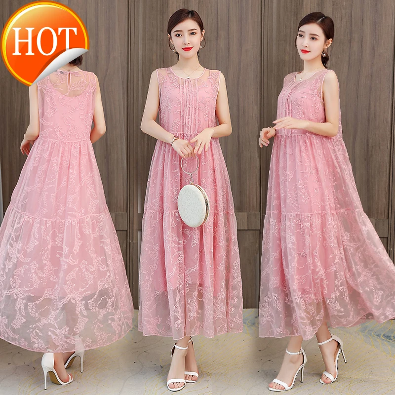 

Женское платье без рукавов, праздничное пляжное шелковое платье средней длины с вышивкой, Новинка лета 2021