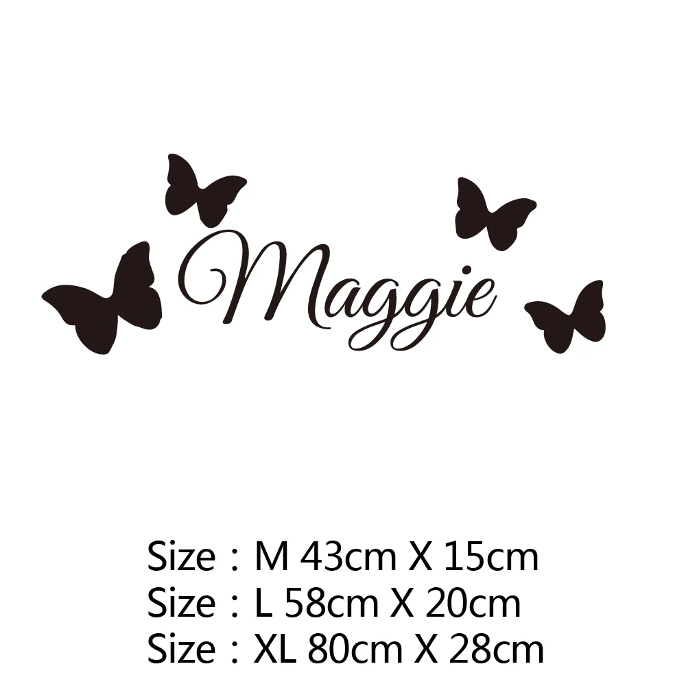 Персонализированный виниловый настенный стикер с именем бабочки для детской