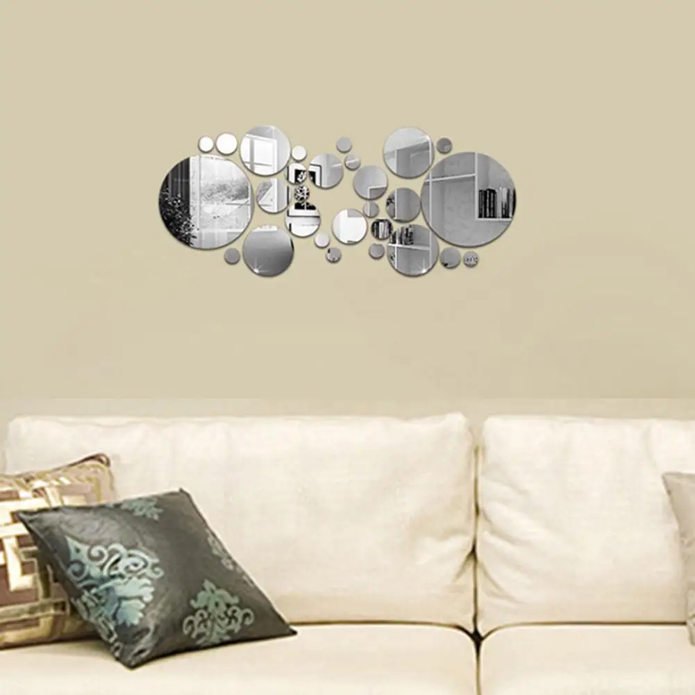 30Pcs Acrylic 3D Mirror Wall Stickers Round Wall Decor DIY Wall Stickers Bedroom Kitchen For Kids Rooms Wall Art Home Decoration