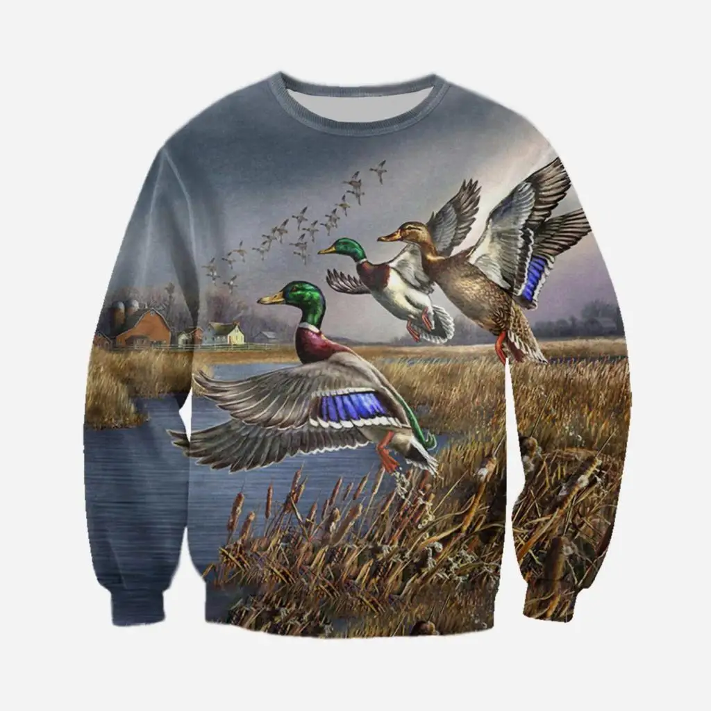 

2020 Hot Fashion Men 3D Hoodie Print Hunting Duck Hooded Sweatshirts Unisex Casual Streetwear Hoody Wholesale