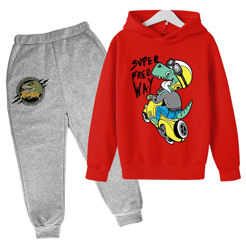 

2021 Boys Clothes Set Spring Autumn Children Dinosaur Hoodies 2pcs Toddler Outfit Sweatshirt 3-12 Years Kids Tracksuit