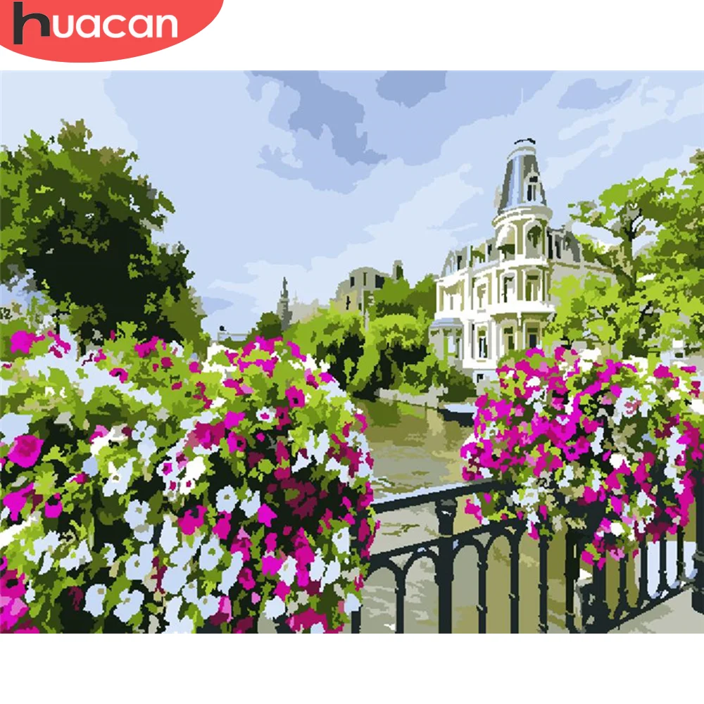 

HUACAN Paint By Number Flower Hand Painted Painting Art Drawing On Canvas Gift DIY Pictures By Numbers Bridge Kits Home Decor