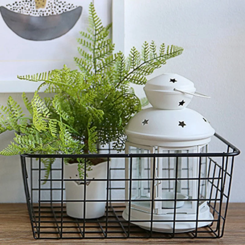 

3 Pcs Storage Baskets Metal Basket Without Interlining Bathroom Kitchen Organizer Black,A & B