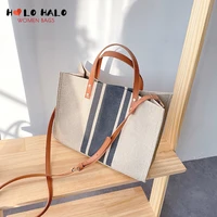 casual fashion large capacity handbag for ladies vintage striped tote for female portable ol business briefcase korean style
