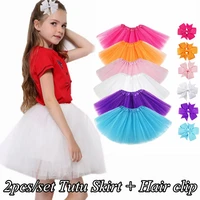 new 2 8 years 2pcsset tutu skirt with hair clip beautiful princess girls skirts birthday party ballet performance clothing